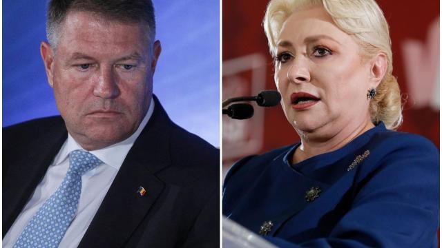 El presidente de Rumanía, Klaus Iohannis, y su principal rival en las elecciones, Victoria Dancila.