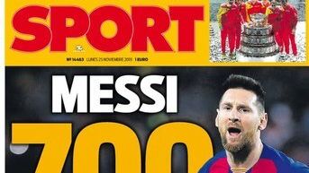 La portada del diario Sport (25/11/2019)