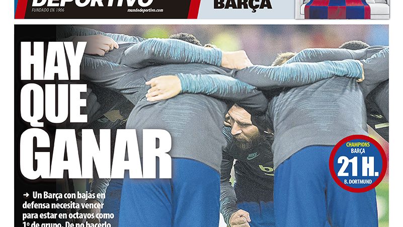 Portada Mundo Deportivo (27/11/2019)