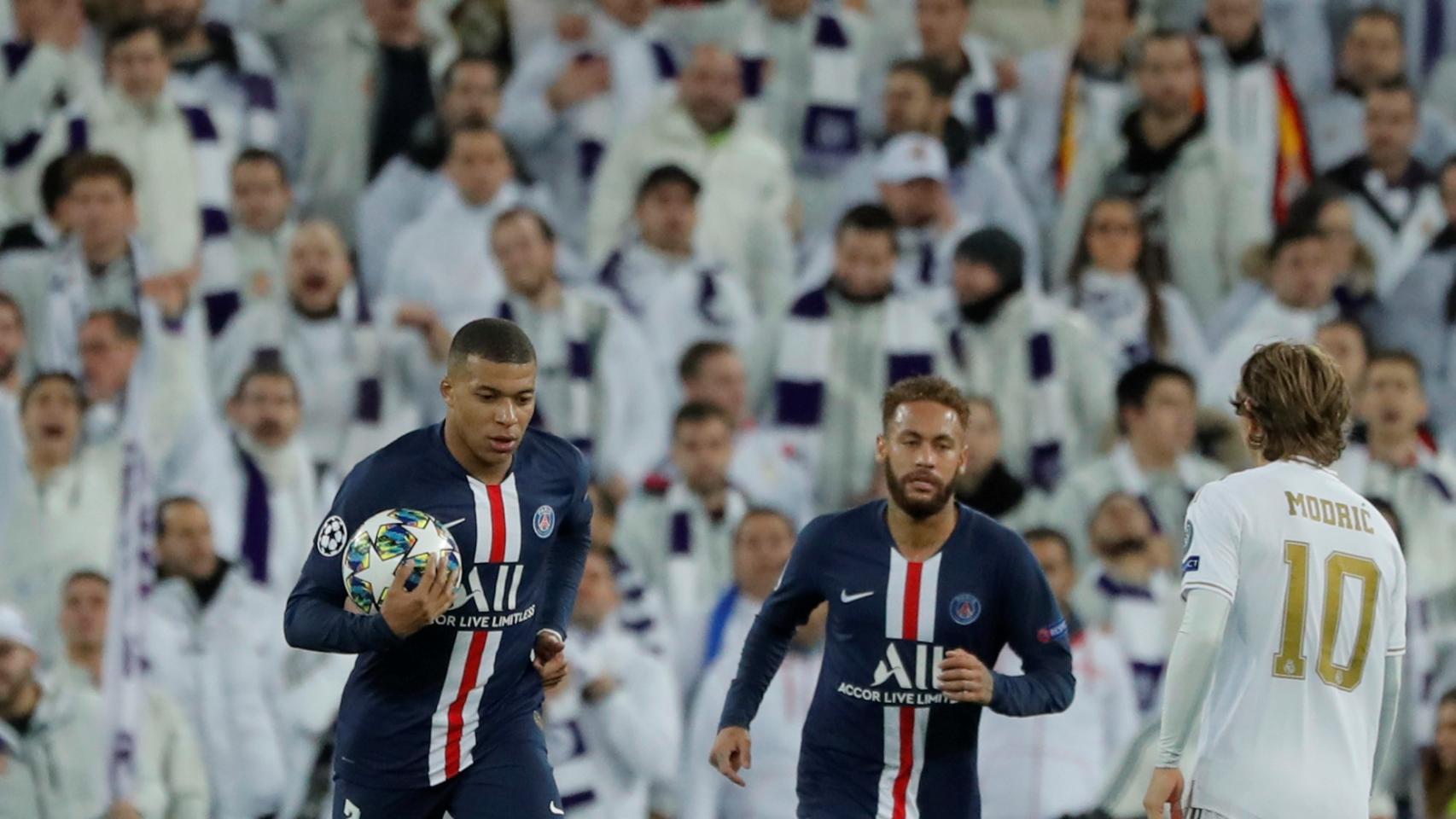 Kylian Mbappé tras marcar su gol en el Santiago Bernabéu