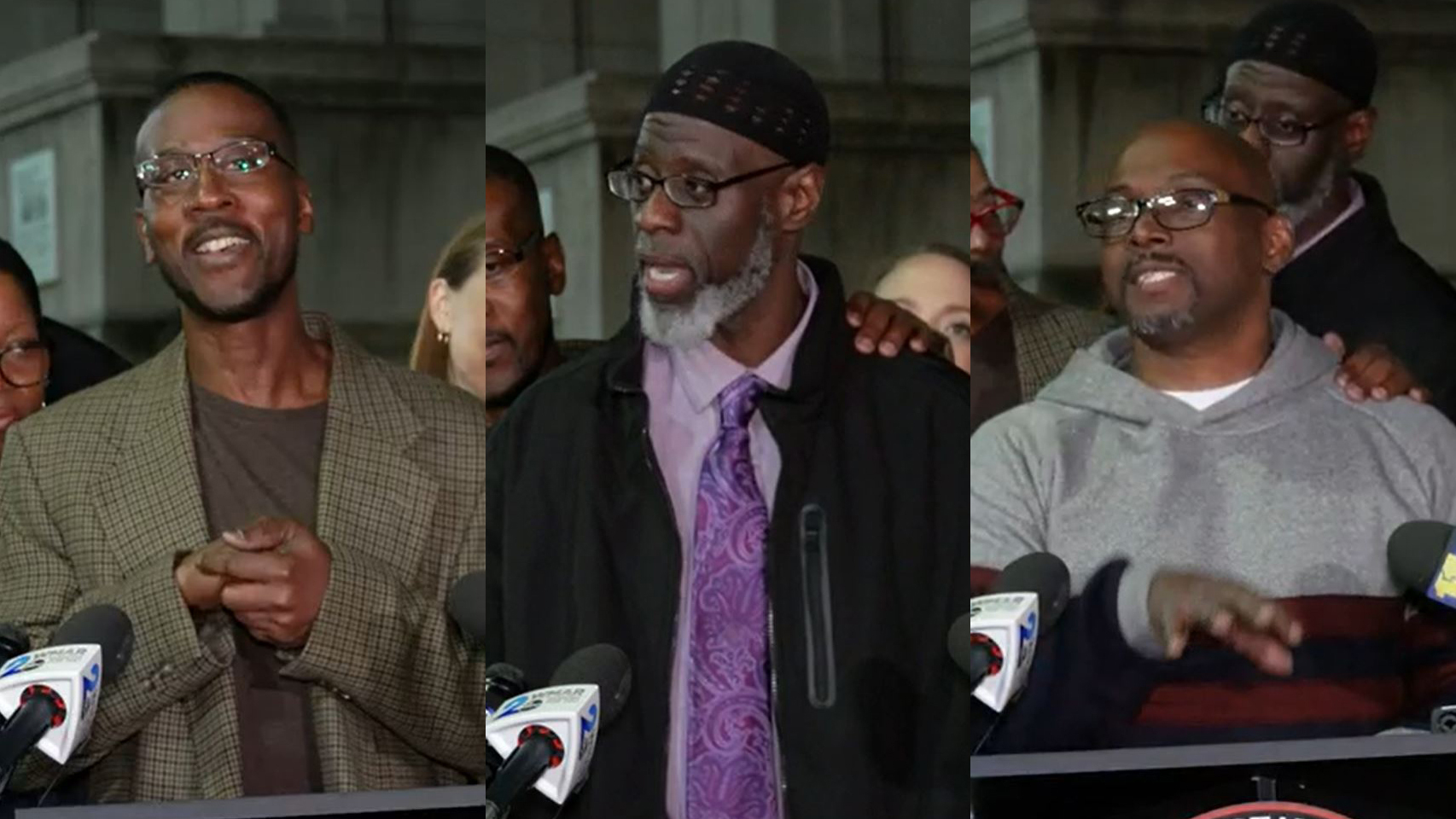 Alfred Chestnut, Ransom Watkins y Andrew Stewart, tras salir de prisión.