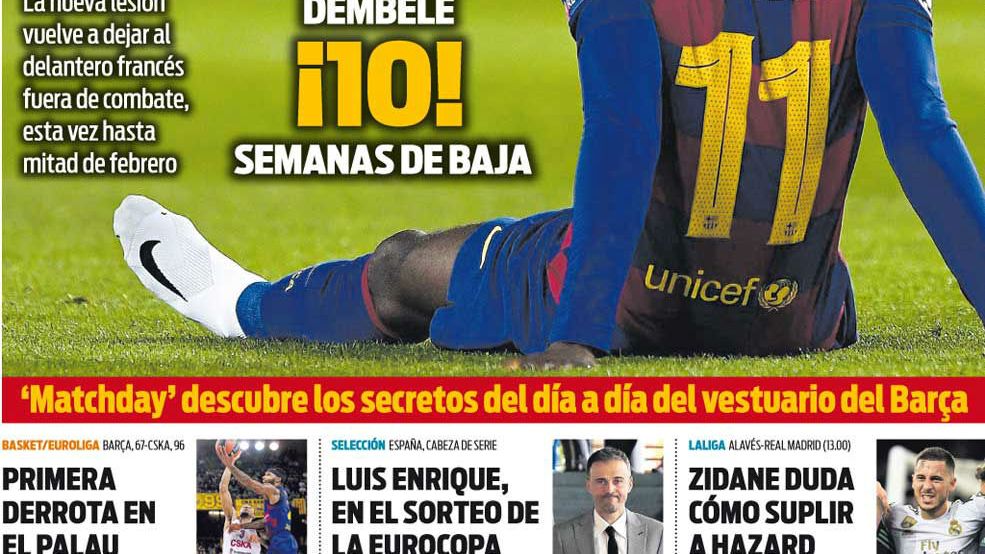 La portada del diario Sport (30/11/2019)