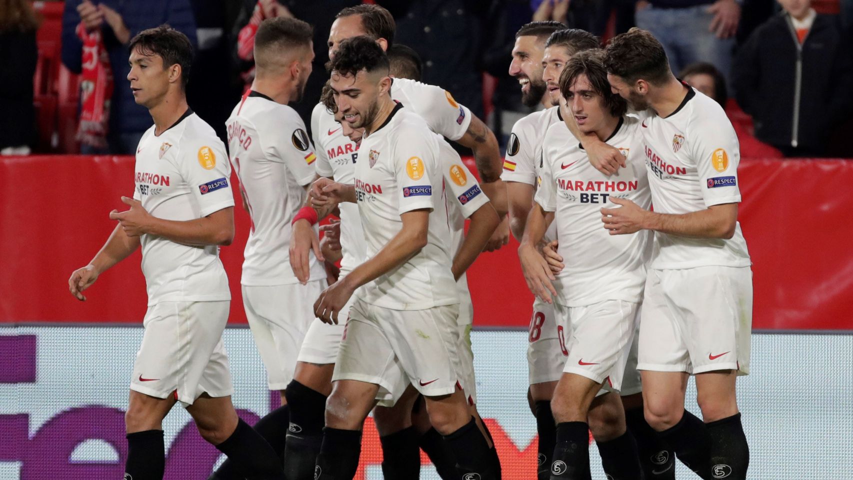 El Sevilla celebra un gol esta temporada