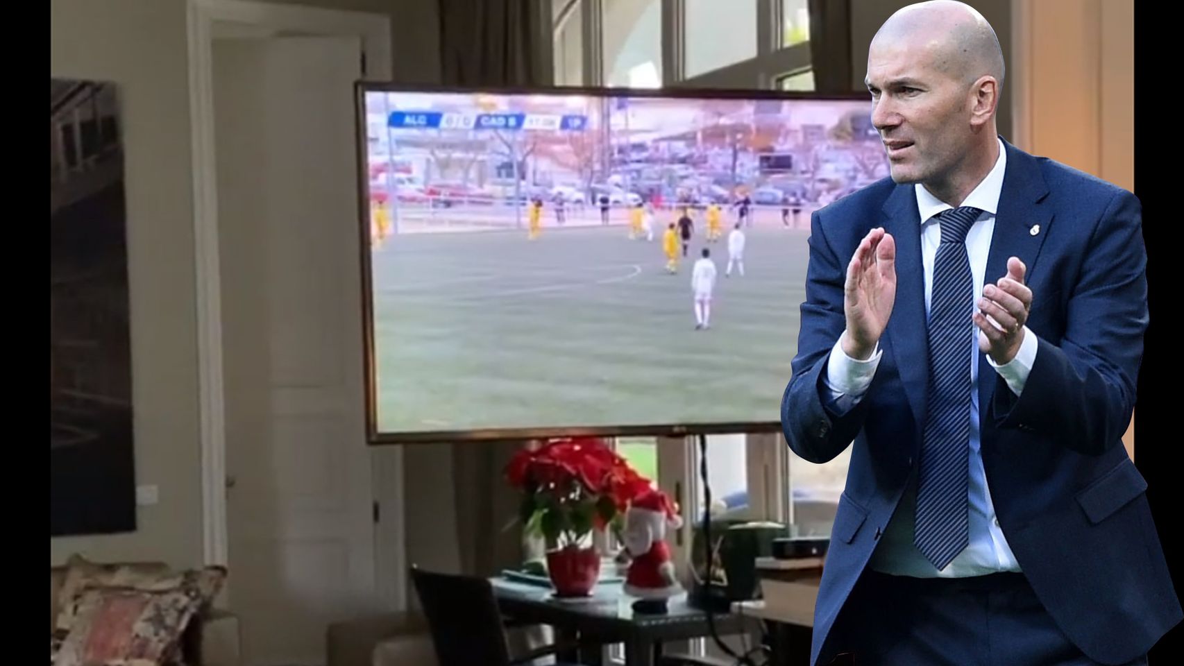 Zinedine Zidane celebra el gol de su hijo