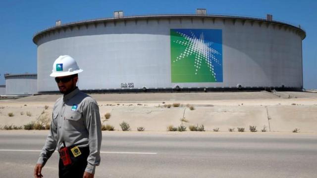 Un depósito petrolífero de Aramco.