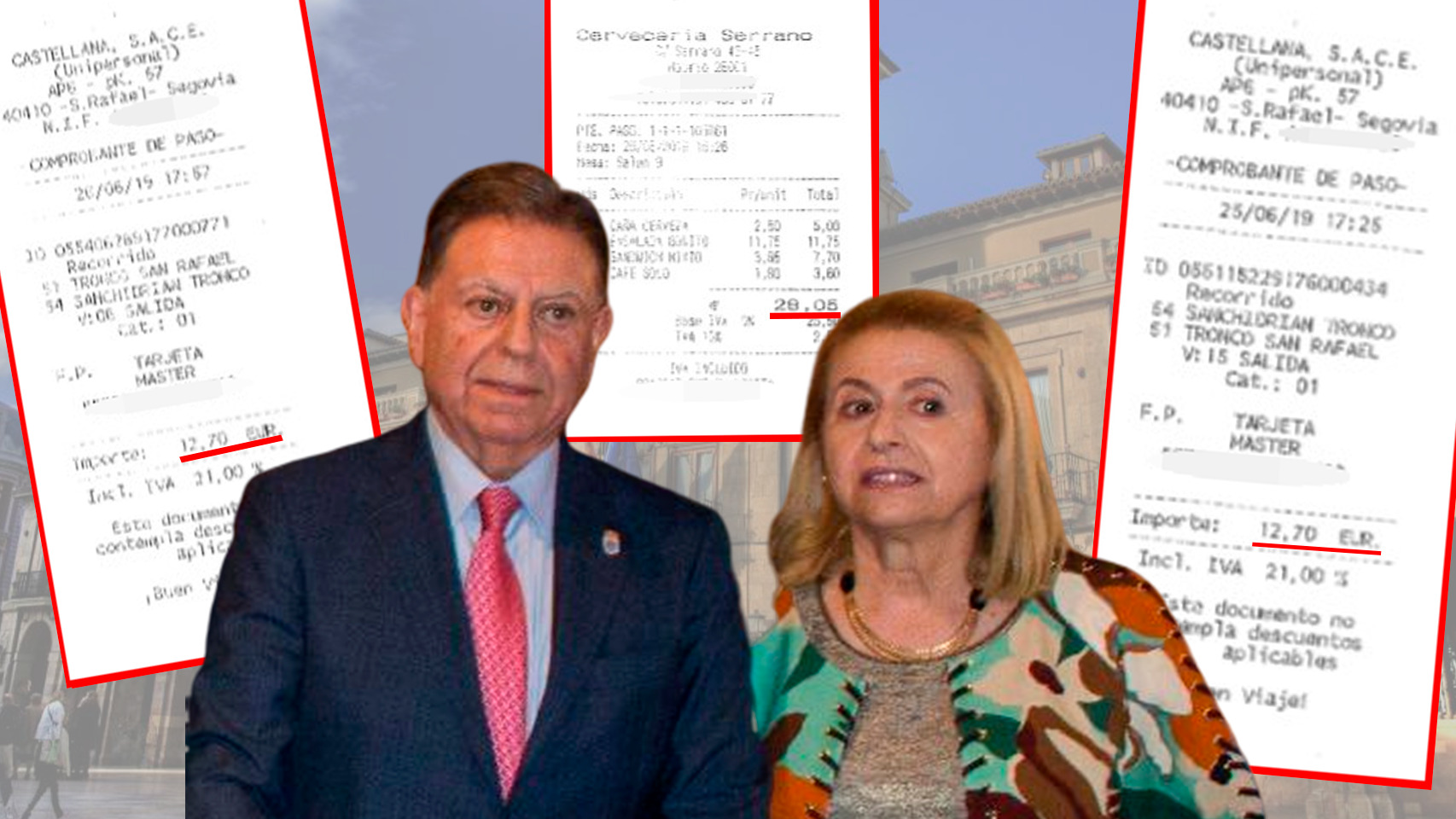 Canteli y su mujer, acompañados de diversas facturas de aquella travesía.