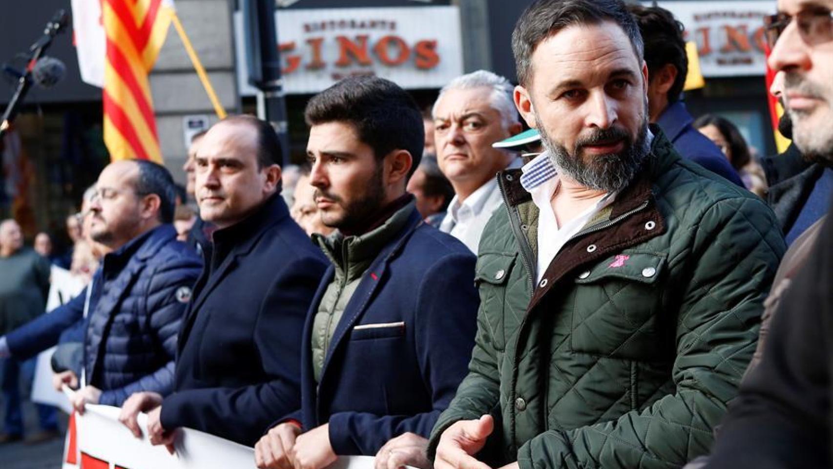 Abascal en la manifestación en Barcelona con motivo del Día de la Constitución.