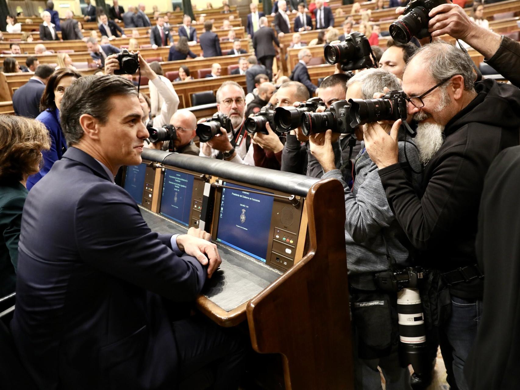 Pedro Sánchez, este martes en la constitución del Congreso de los Diputados.