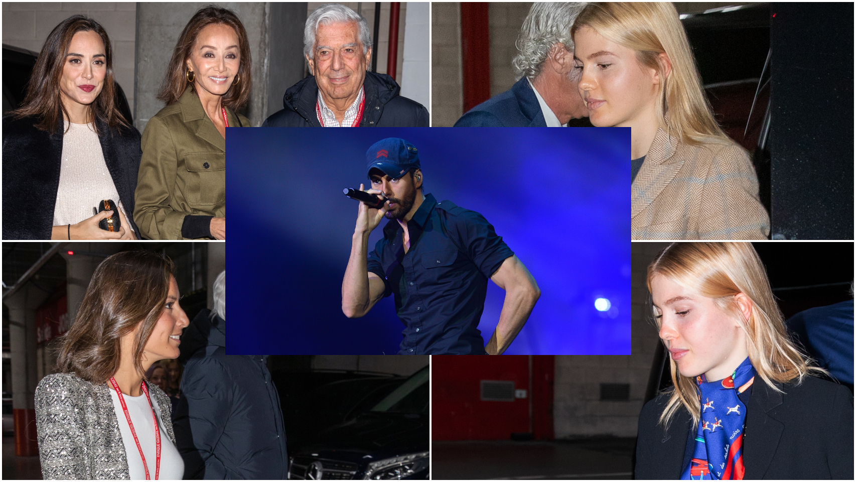 Enrique Iglesias, Isabel Preysler, Tamara Falcó, las gemelas Iglesias y Mario Vargas Llosa en un combo de Jaleos.