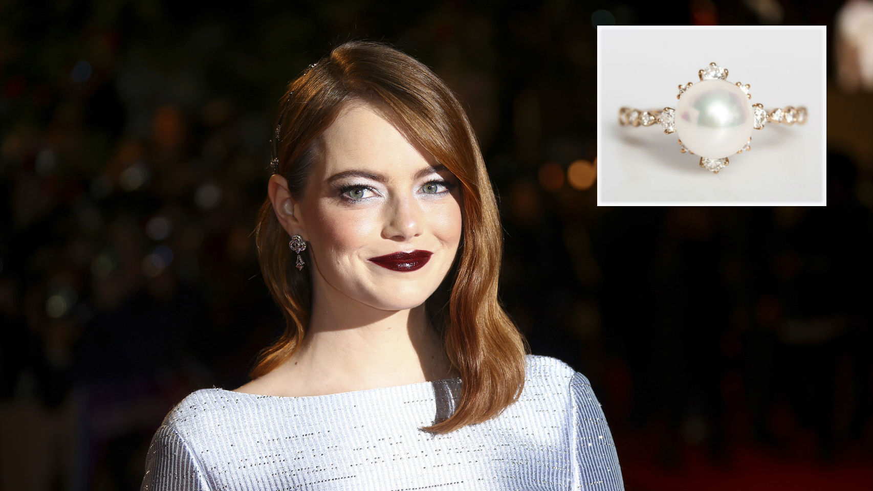 Emma Stone y su espectacular anillo de compromiso.