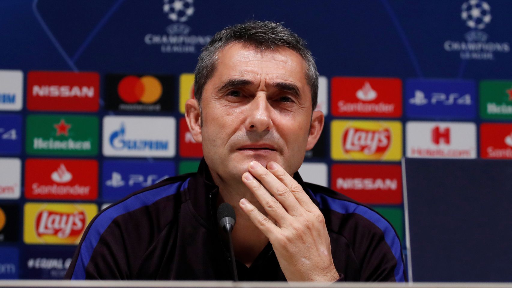 Ernesto Valverde, en rueda de prensa de la Champions League