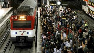 Tren de Cercanías en la estación de Atocha de Madrid.