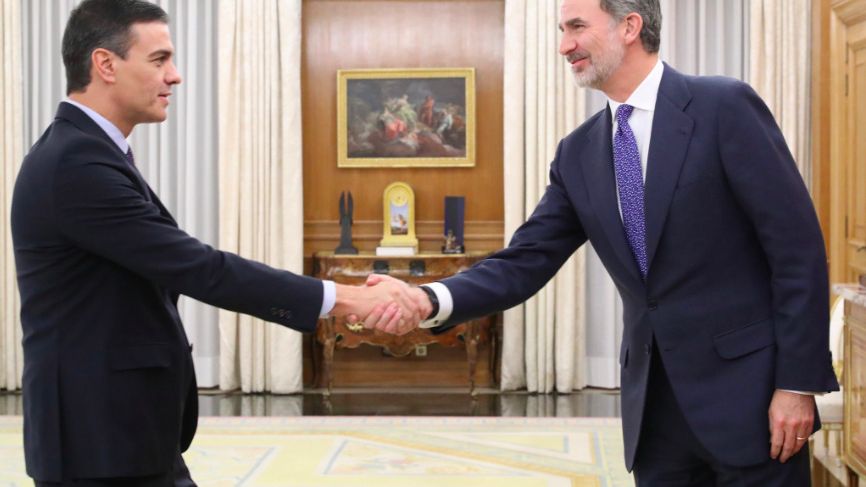 Pedro Sánchez, este miércoles con el Rey en el Palacio de la Zarzuela.