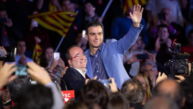 Sánchez e Iceta, durante un mitin socialista.