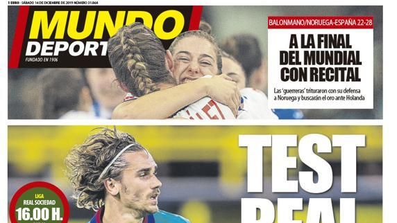 La portada del diario Mundo Deportivo (14/12/2019)