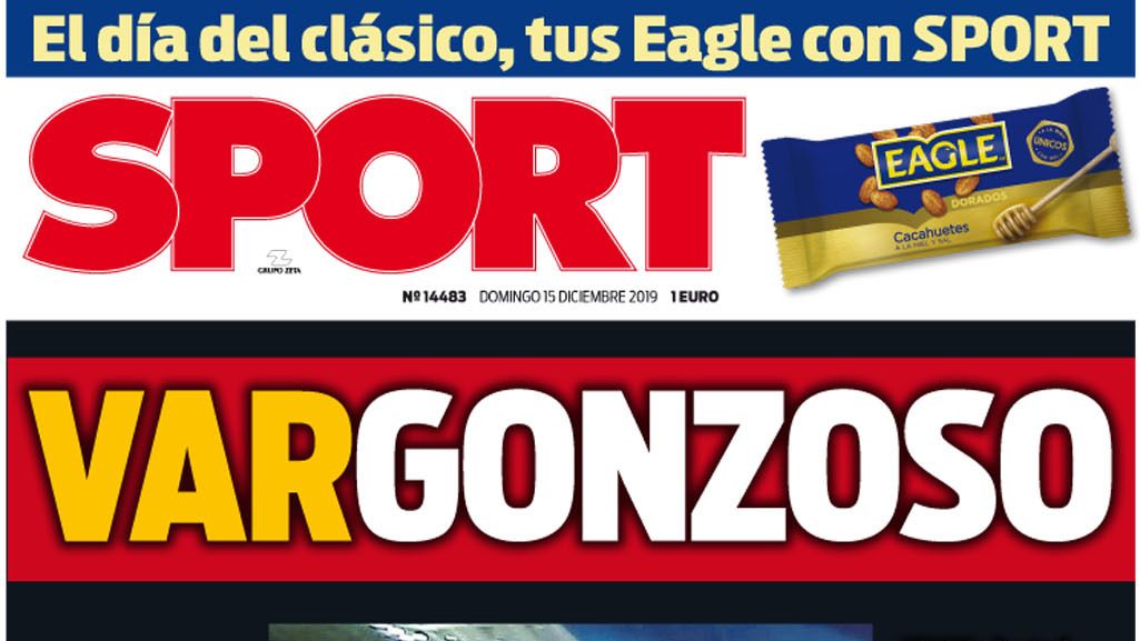 La portada del diario Sport (15/12/2019)