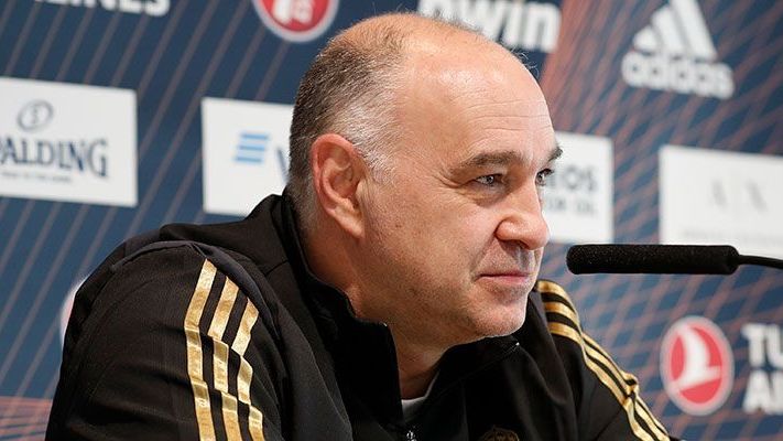 Pablo Laso, en rueda de prensa de la Euroliga