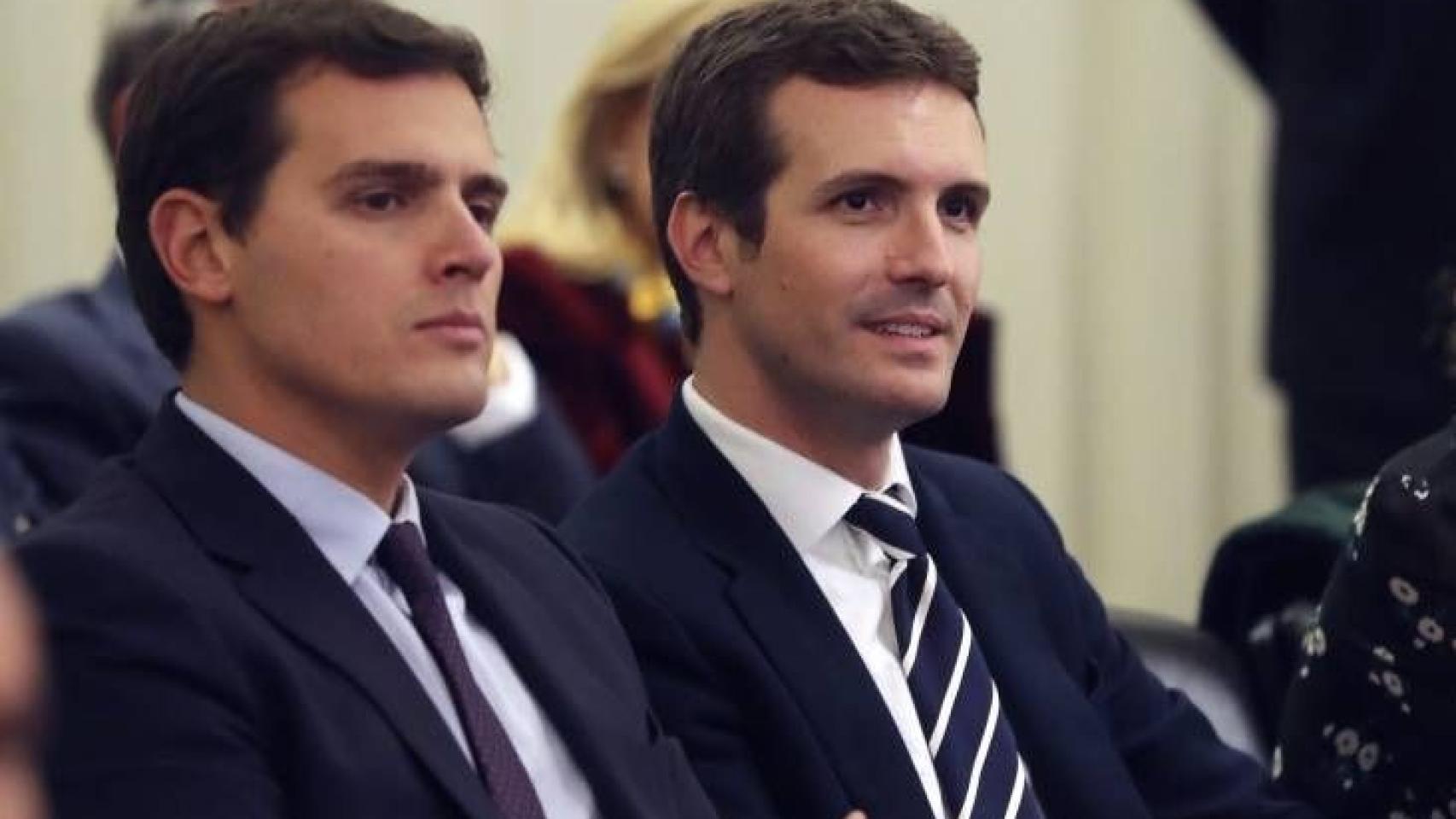 Albert Rivera y Pablo Casado, en un acto institucional.