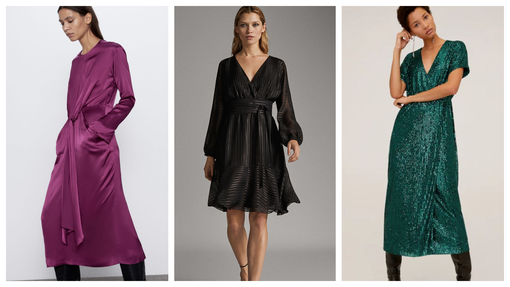 Montaje con algunos vestidos ideales para lucir en 'Nochebuena'.