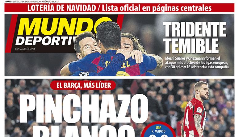 La portada del diario Mundo Deportivo (23/12/2019)