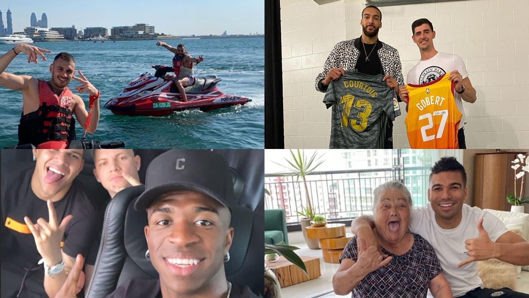 Benzema, Courtois, Vinicius y Casemiro, durante sus vacaciones de Navidad