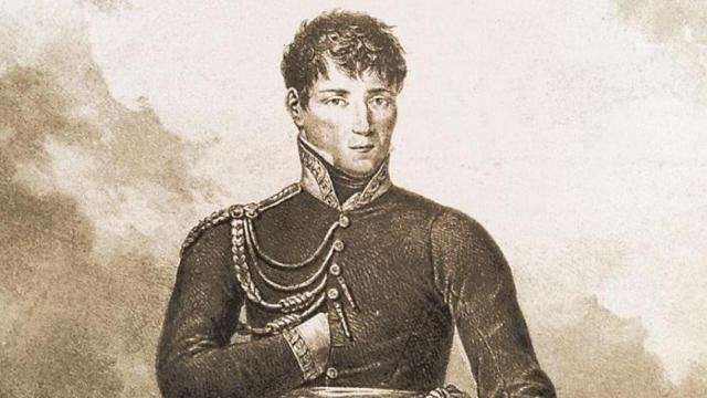 Retrato de Rafael Riego por Hippolyte Lecomte (1820).