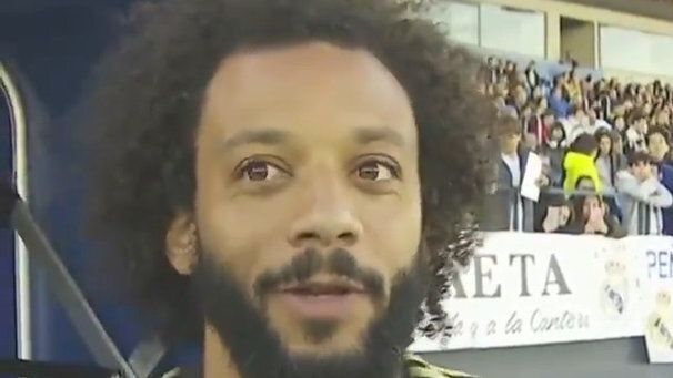 Marcelo, durante el entrenamiento a puerta abierta de este lunes