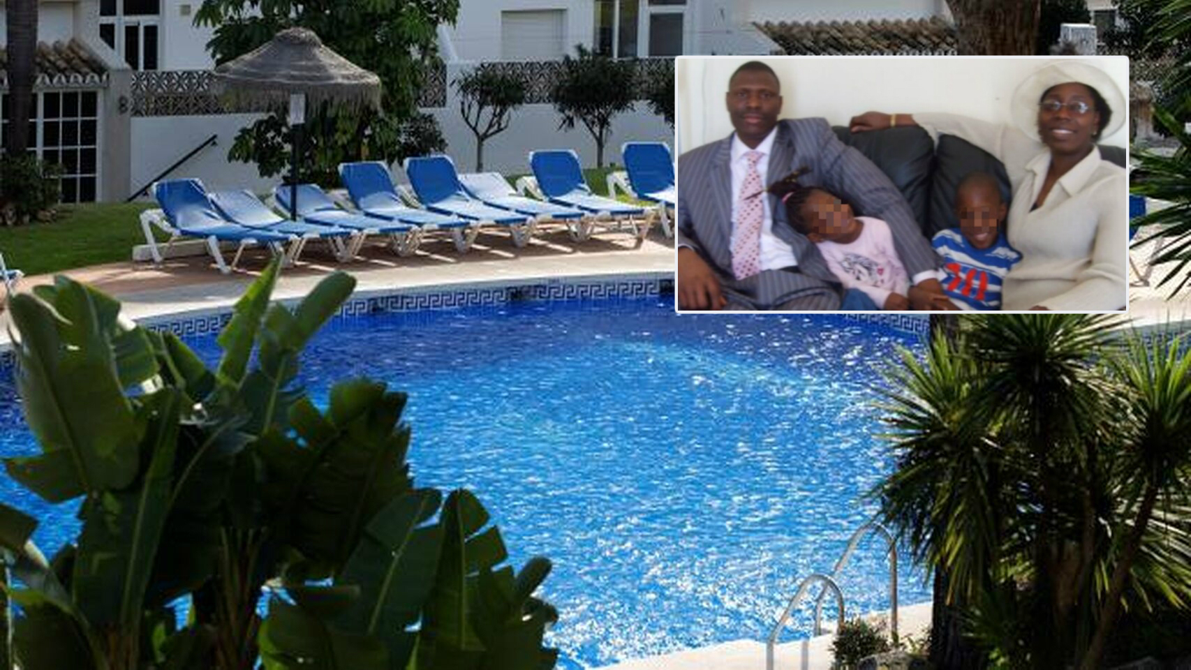 La piscina donde murieron tres de los cinco miembros de la familia Diya.