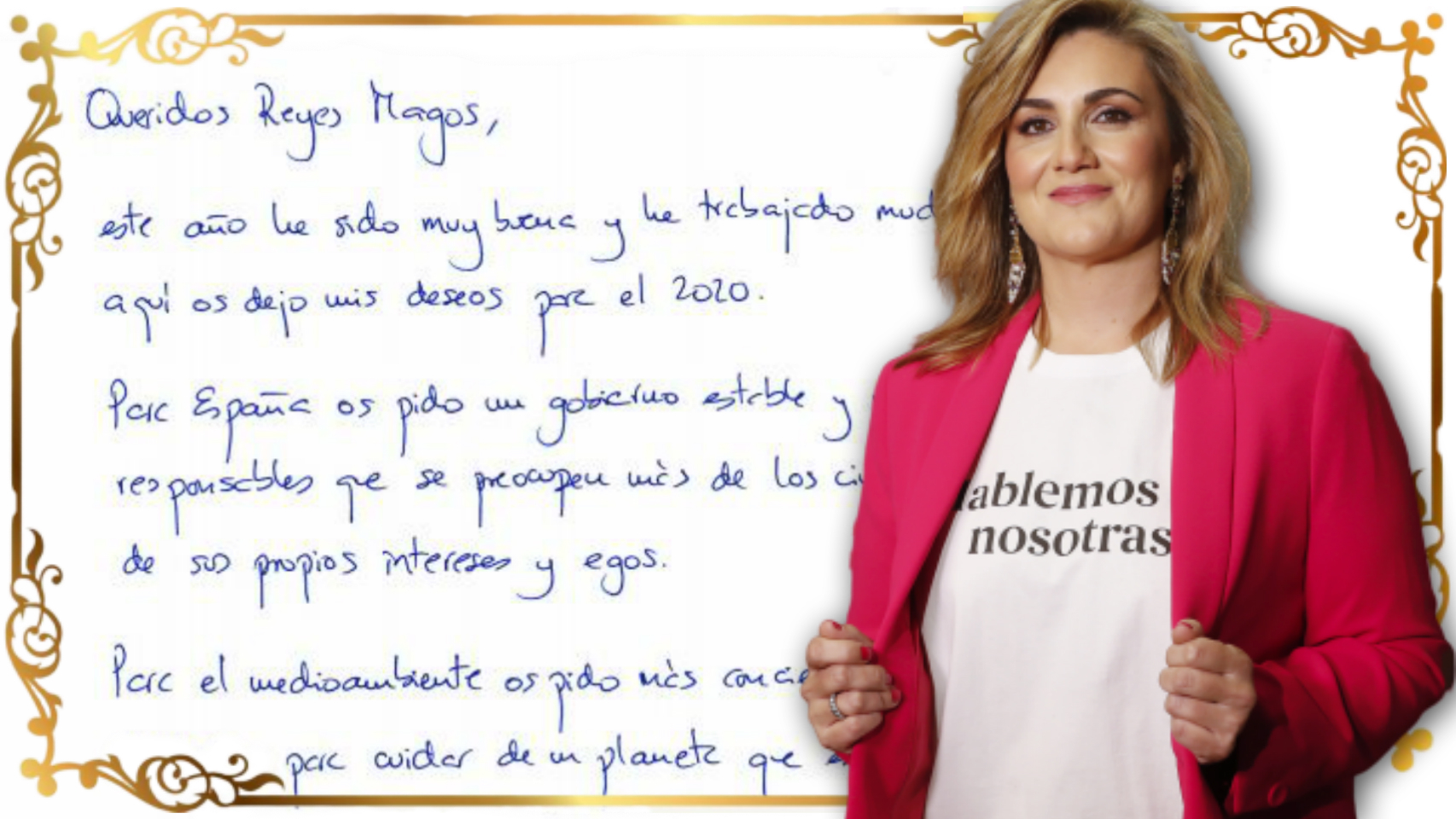Carlota Corredera y su carta a los Reyes Magos en un montaje de JALEOS.
