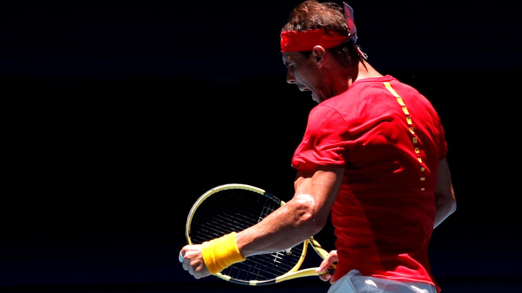 Nadal, celebrando un punto ante Nishioka en la ATP Cup.