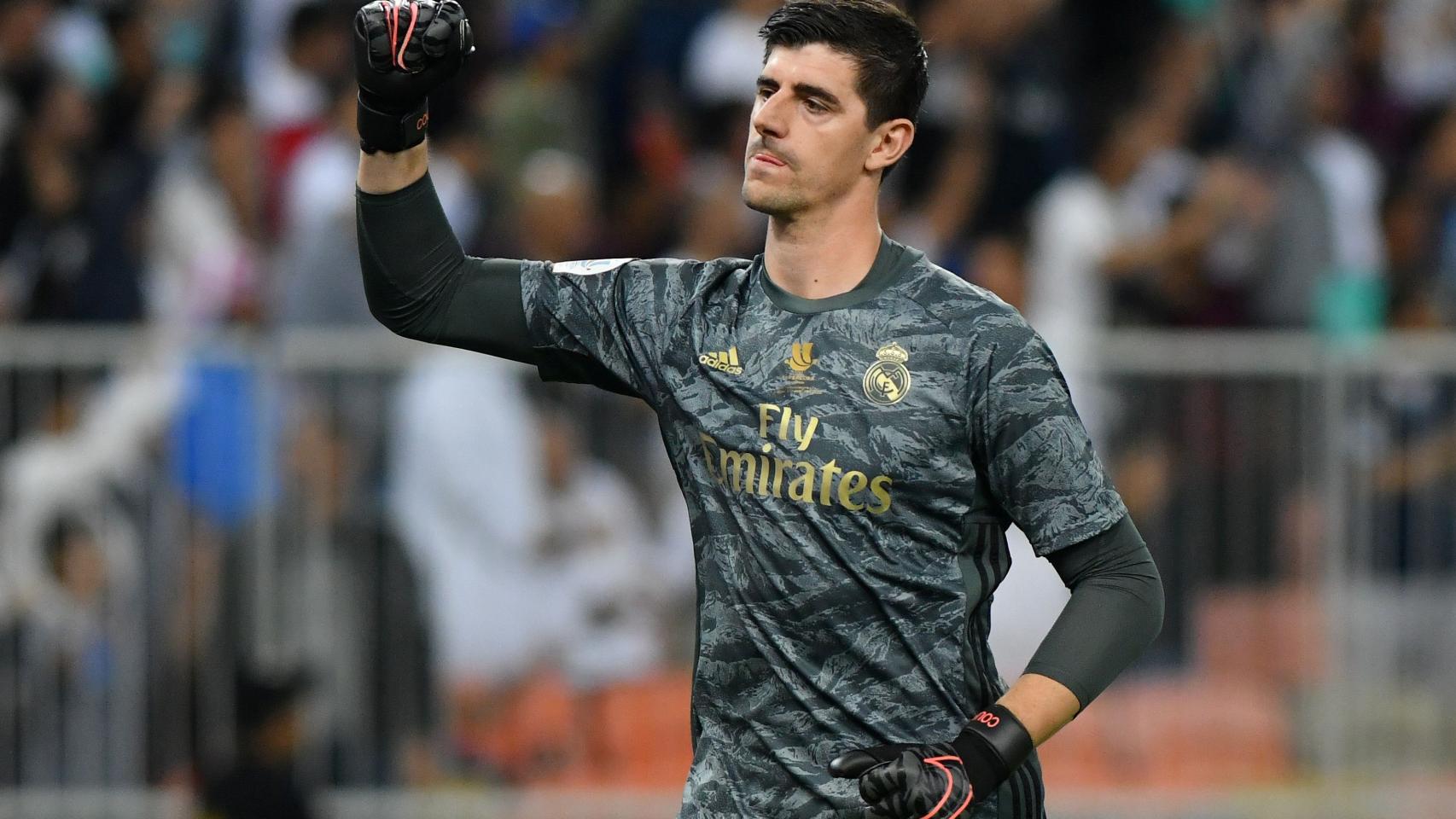 Courtois celebra el gol olímpico de Kroos