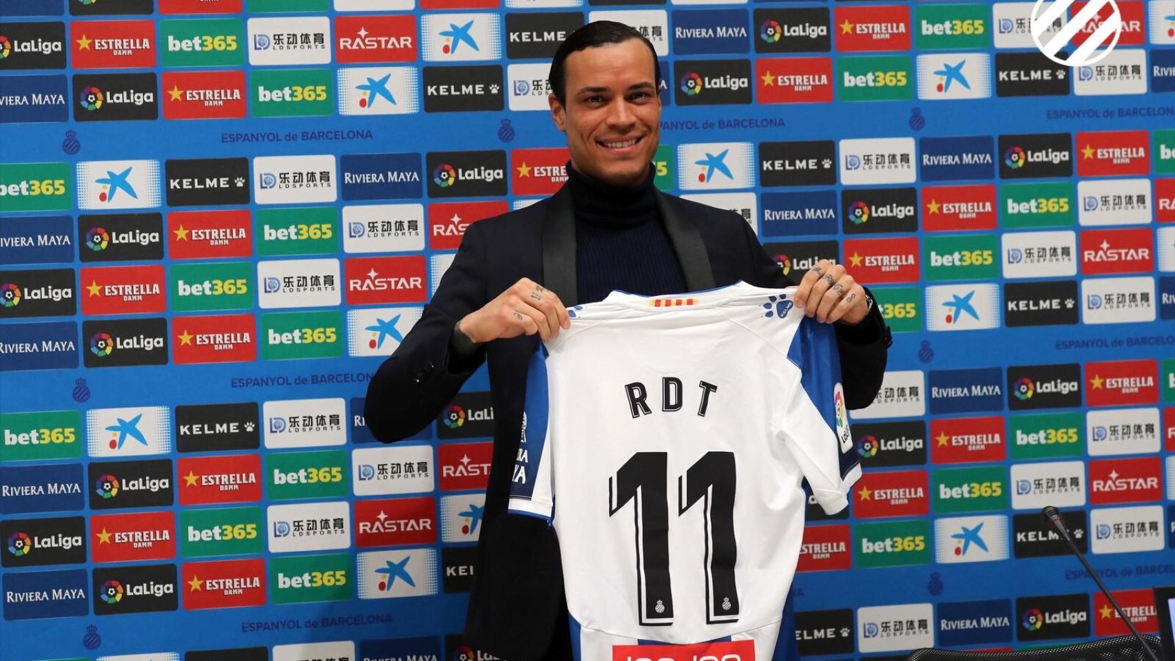 Raúl De Tomás, durante su presentación con el Espanyol