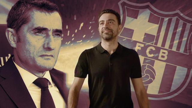 Xavi Hernández y Ernesto Valverde