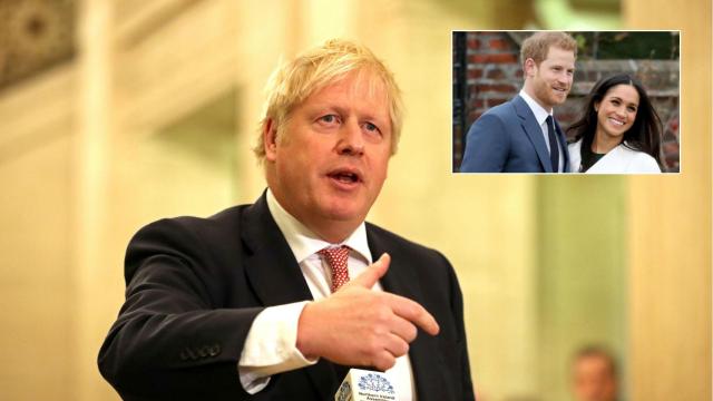 Boris Johnson y los duques de Sussex, Harry y Meghan.
