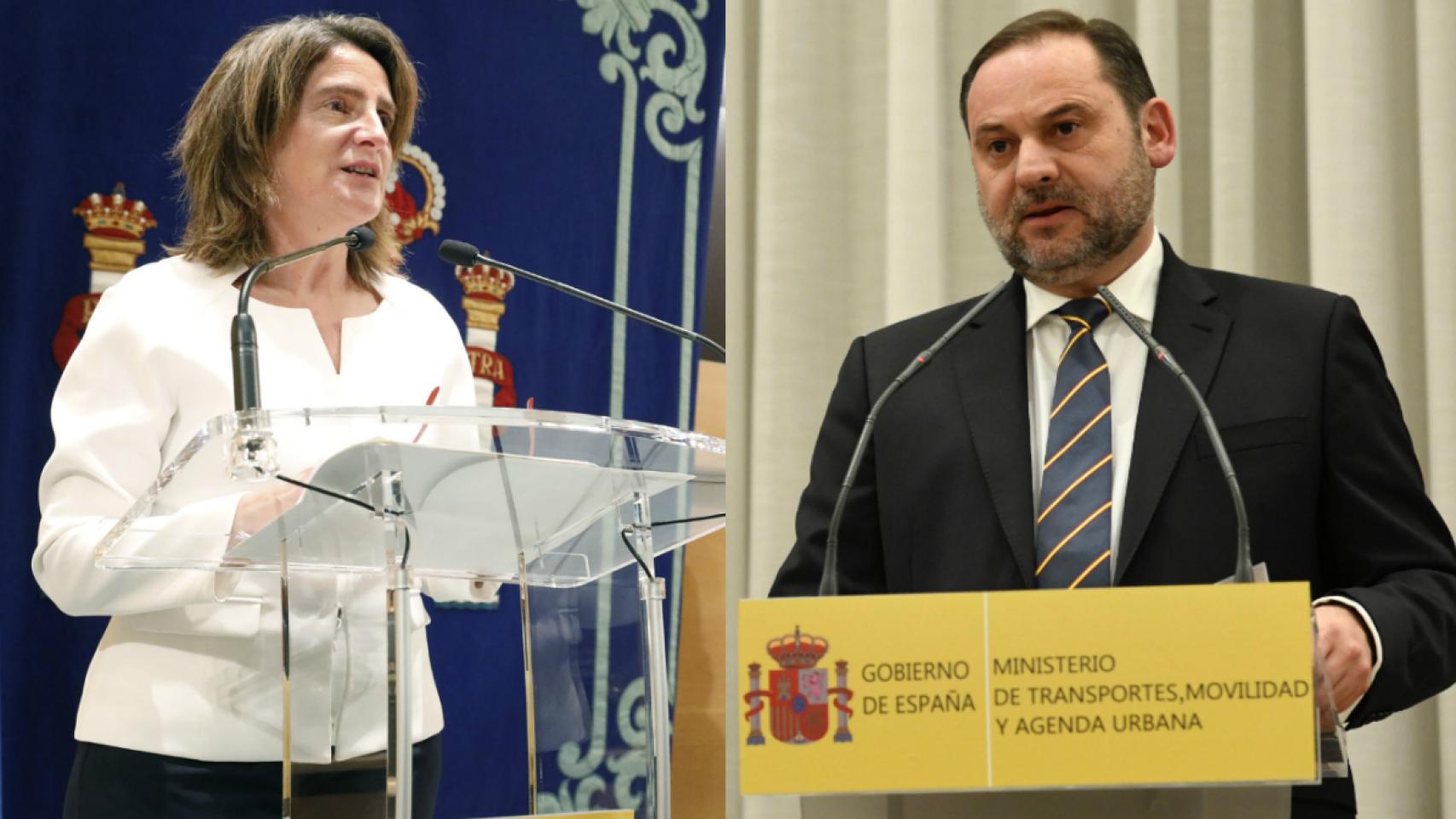Teresa Ribera, ministra para la Transición Ecológica y José Luis Ábalos, ministro de Transportes, Movilidad y Agenda Urbana.