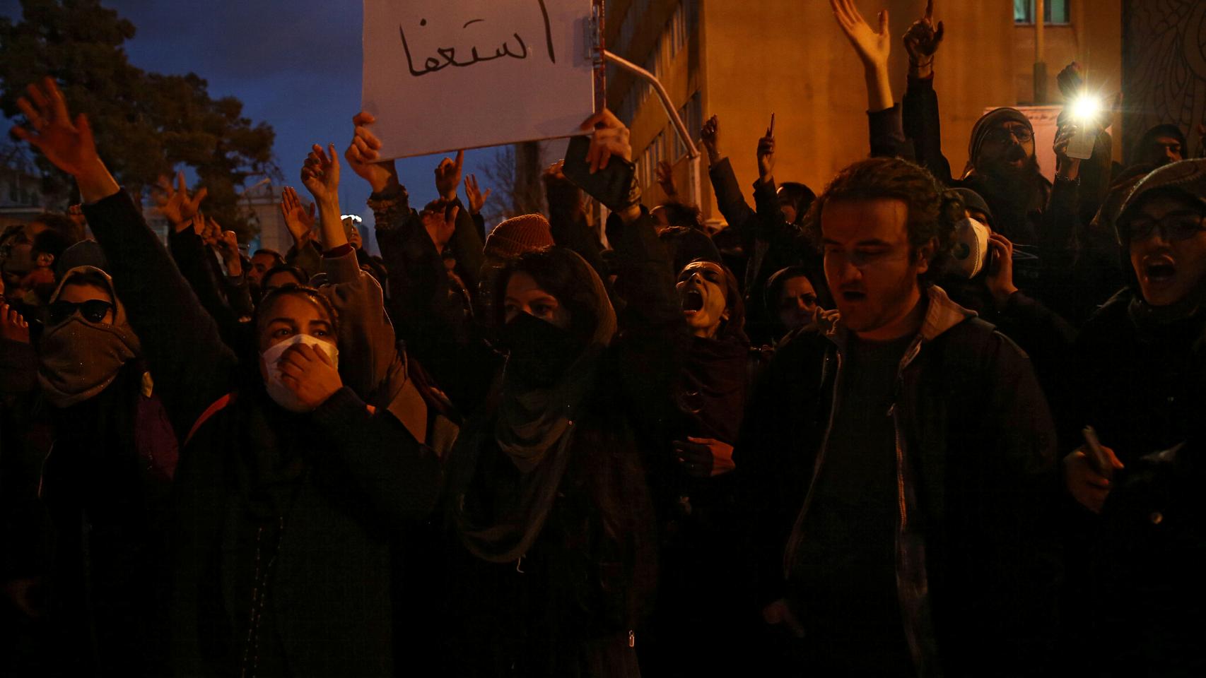 Manifestantes en Teherán