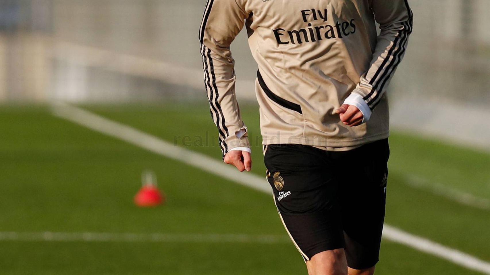 Karim Benzema, en un entrenamiento del Real Madrid