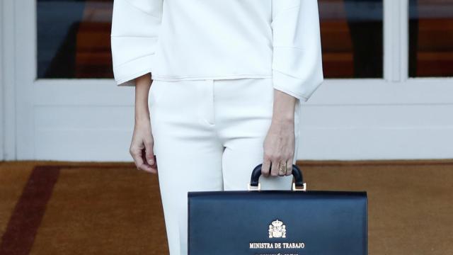 La ministra de Trabajo, Yolanda Díaz, al tomar posesión de su cargo.