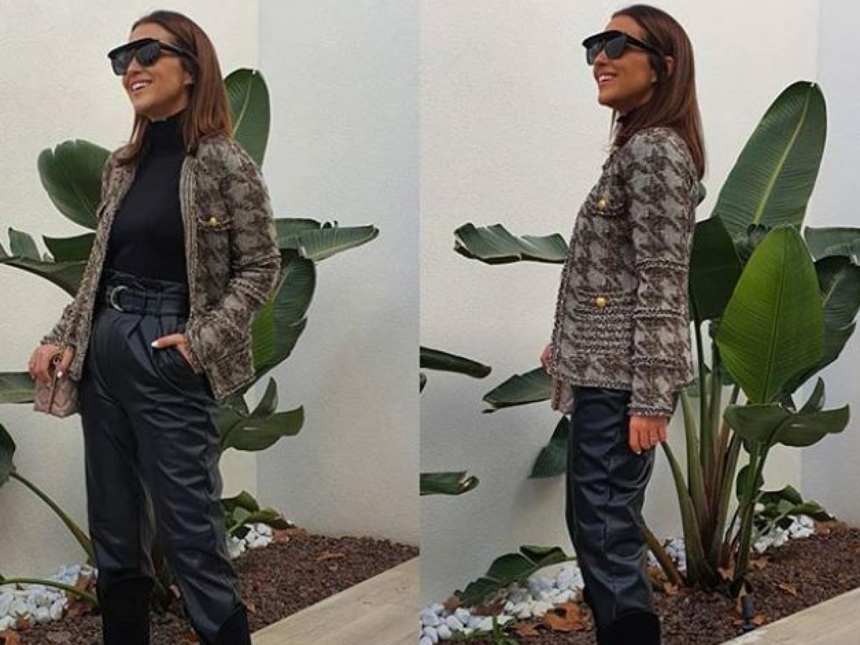 Paula Echevarría luciendo unos pantalones negros de una firma española.