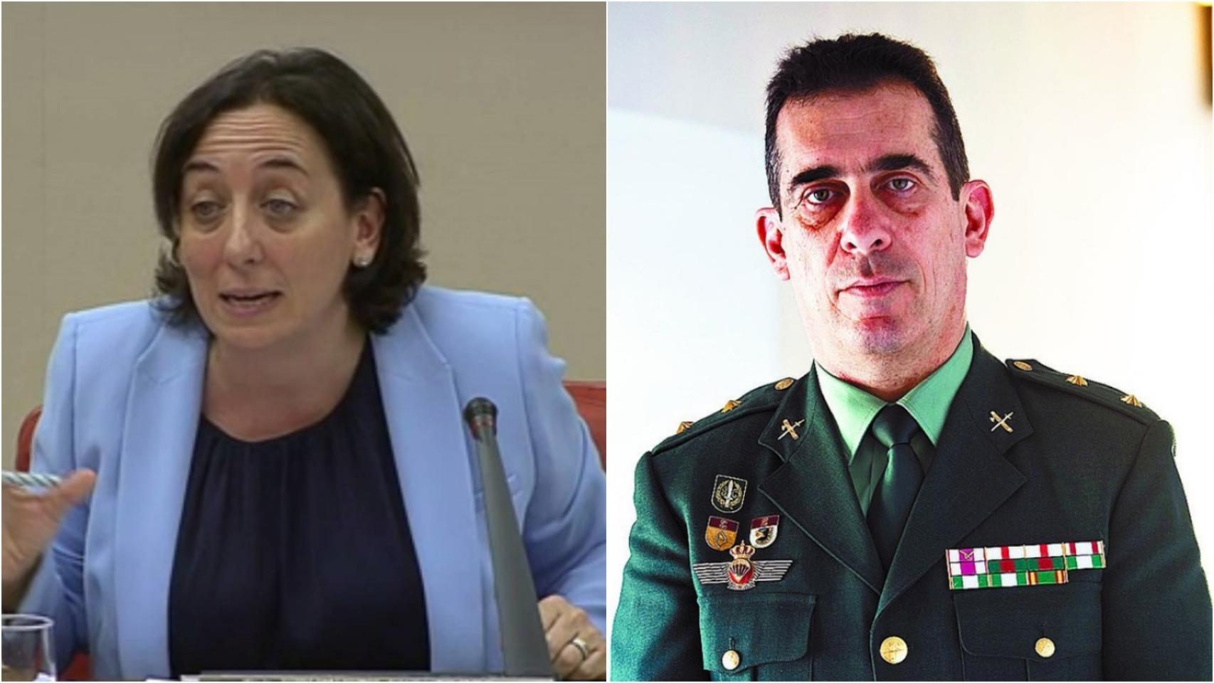 Carmen Rodríguez-Medel, a la izquierda, hija y hermana de guardias civiles. Su hermano, a la derecha.