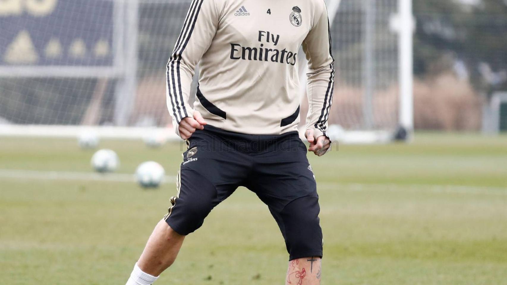 Sergio Ramos en el entrenamiento en solitario