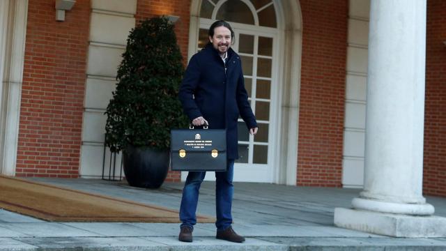 Pablo Iglesias, a su llegada al primer Consejo de Ministros como vicepresidente social.