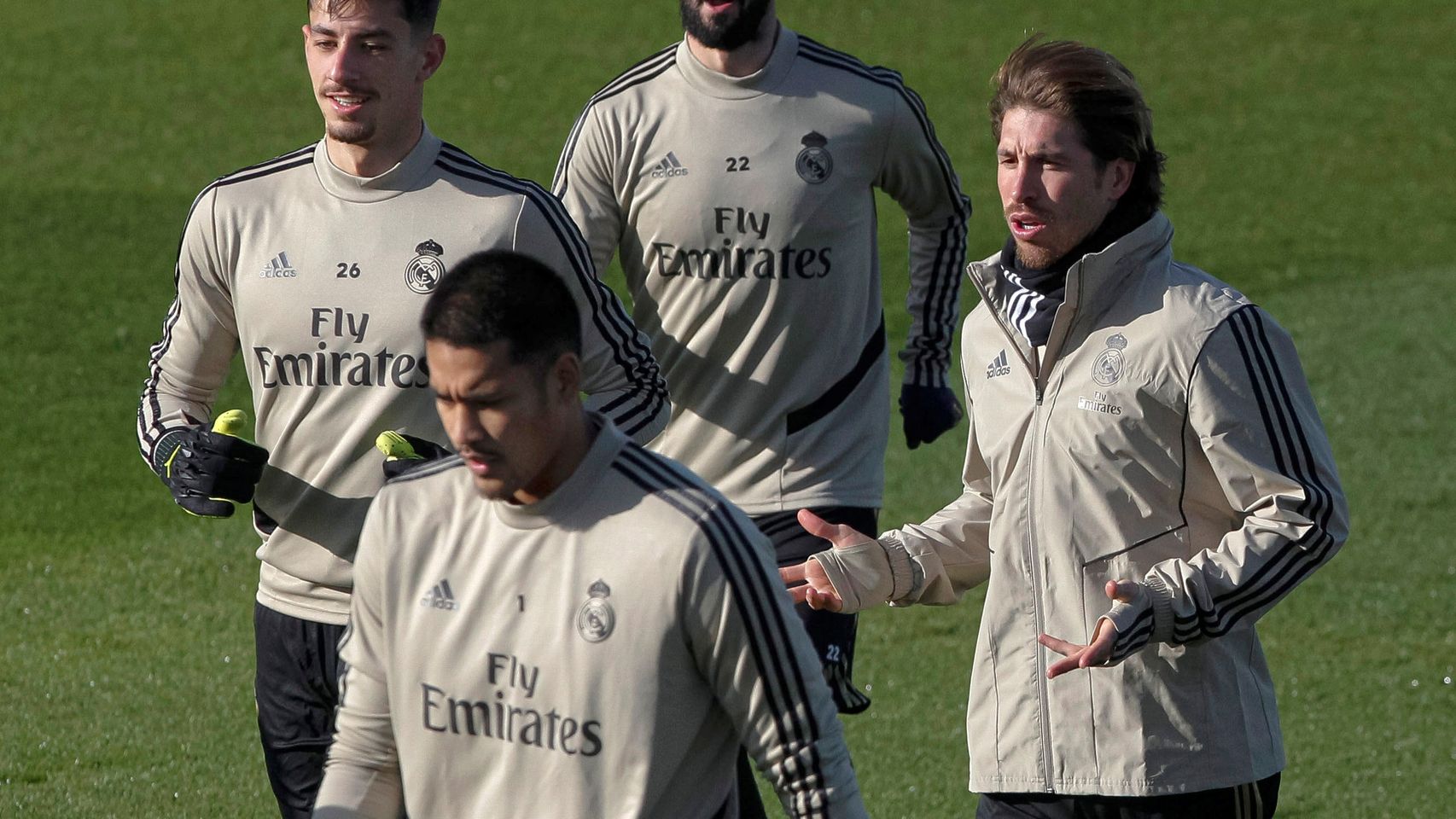 Sergio Ramos, durante el entrenamiento