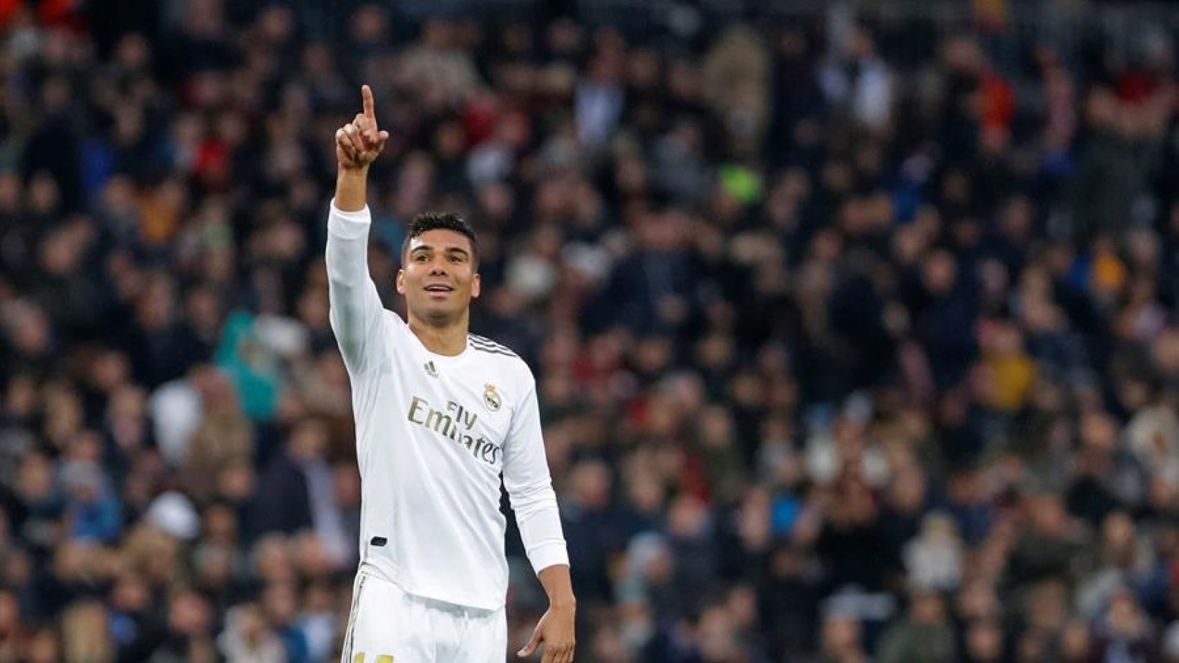 Casemiro celebra un gol con el Real Madrid