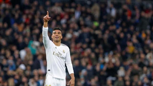 Casemiro celebra un gol con el Real Madrid