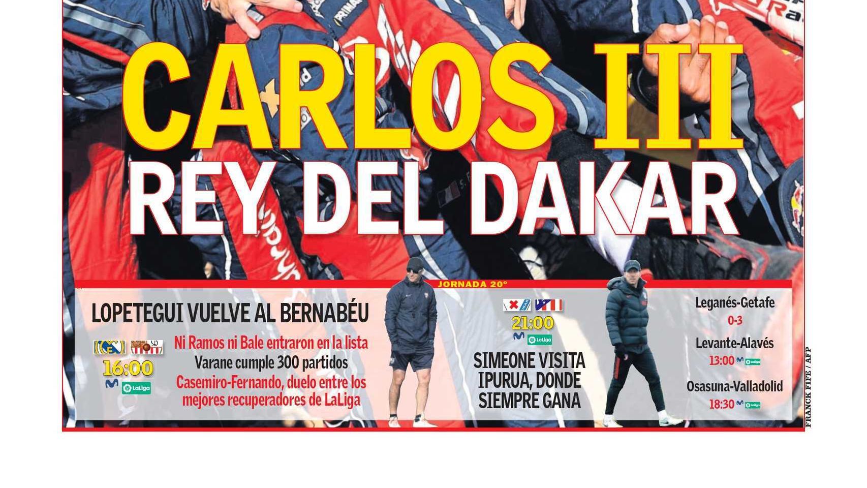 La portada del diario AS (18/01/2020)