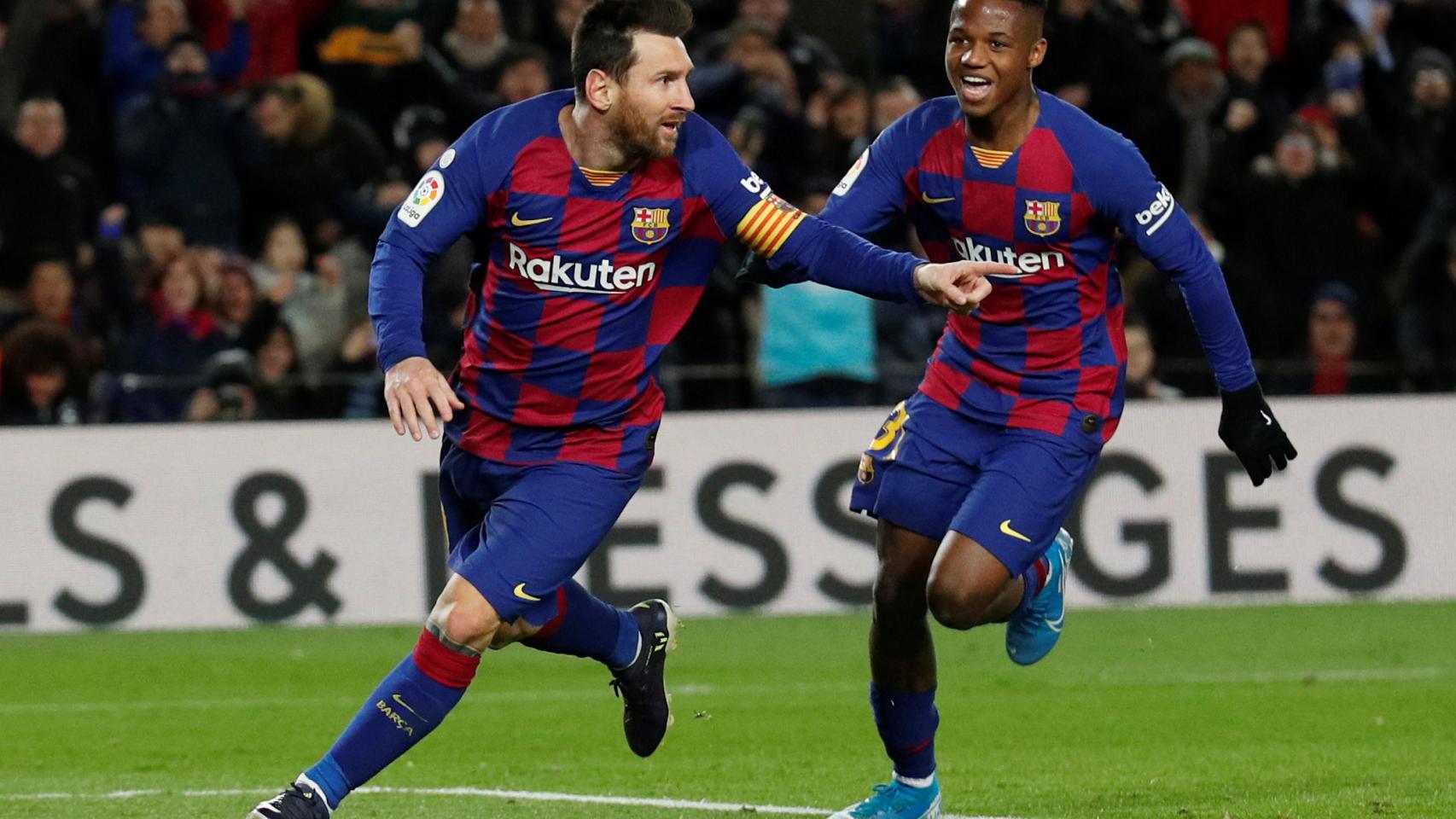 Messi celebra el único gol del partido
