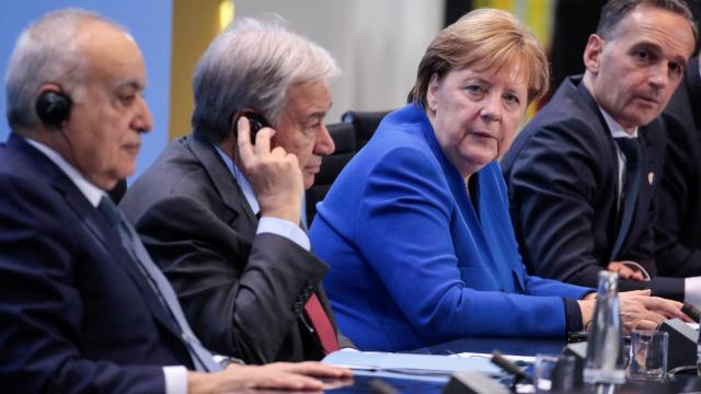 Angela Merkel durante la conferencia de líderes en Berlín.