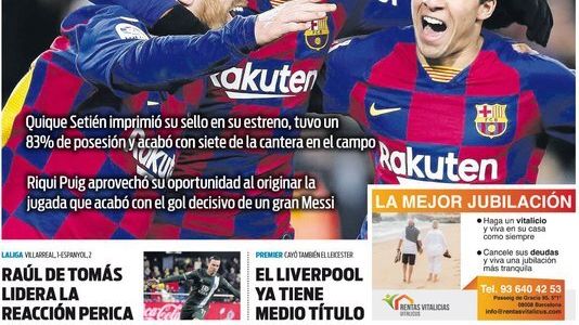 La portada del diario Sport (20/01/2020)