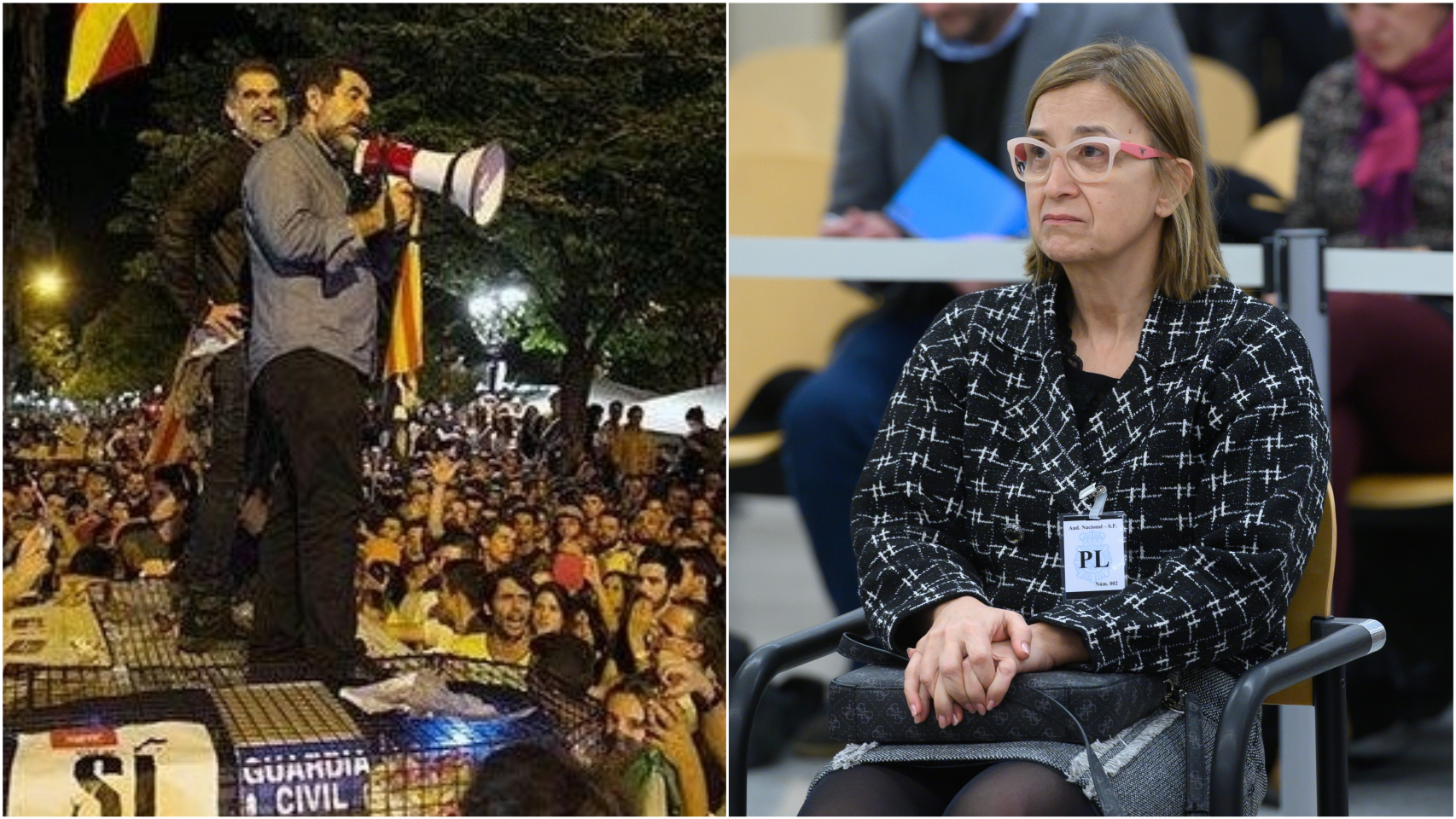 Los Jordis el 20 de septiembre de 2017 y la intendente Teresa Laplana.